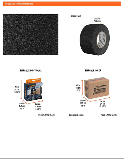 Cinta antiderrapante 5 m color negro