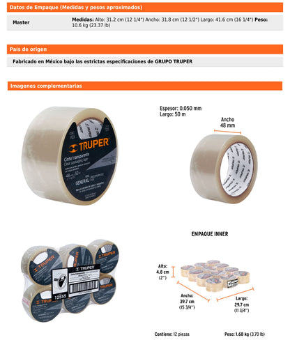 Cinta de Empaque 48 mm x 50 m Transparente