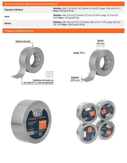 Cinta para ducto 50 m x 48 mm