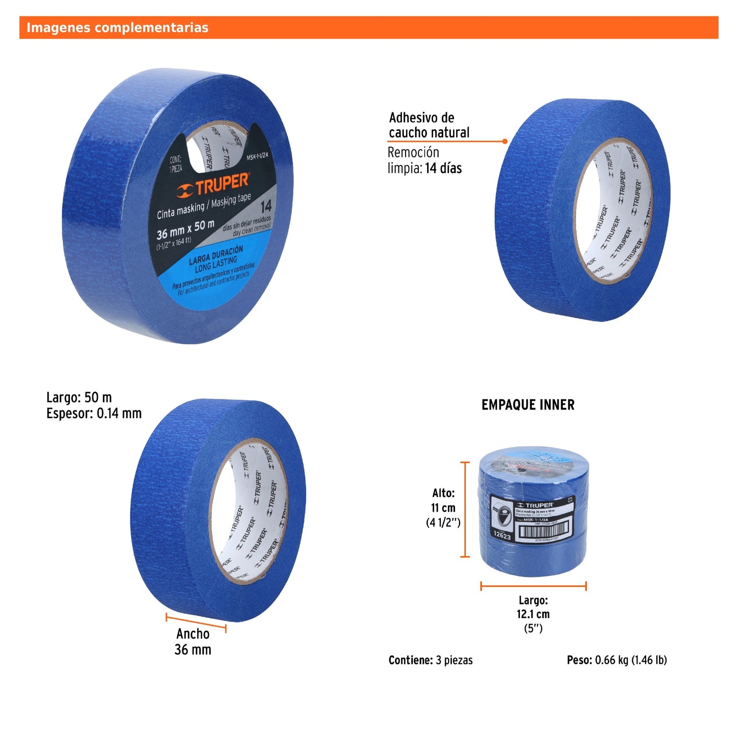 Cinta Masking Tape Azul de 1-1/2" x 50m para Pintor