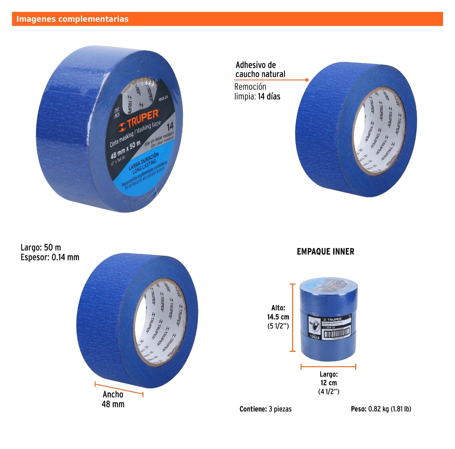 Cinta Masking Tape Azul de 2" x 50 m para Pintor