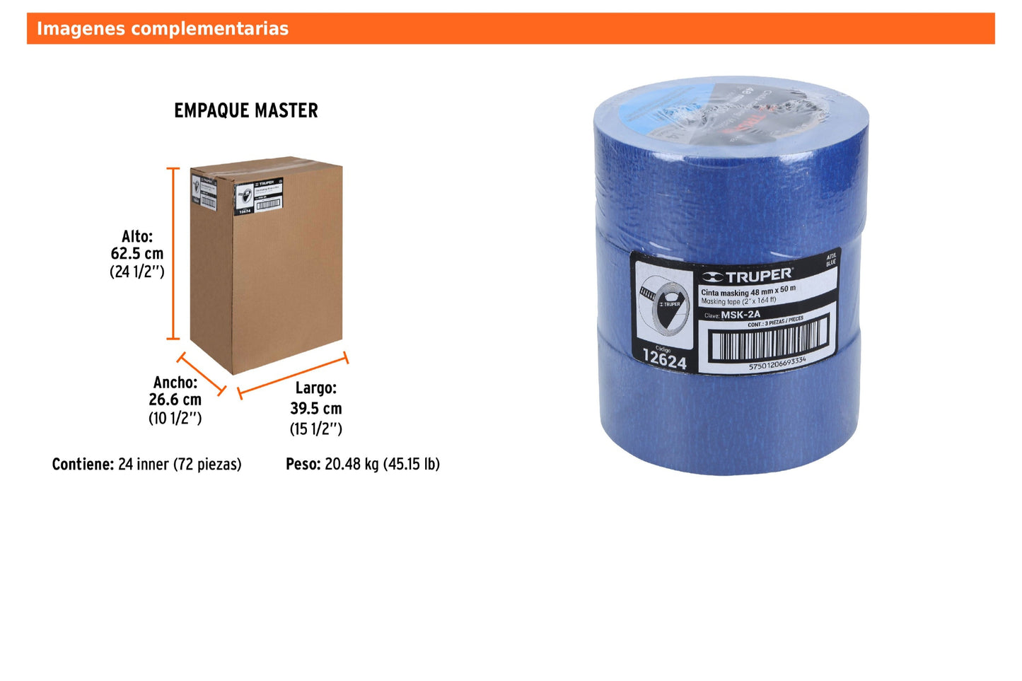 Cinta Masking Tape Azul de 2" x 50 m para Pintor