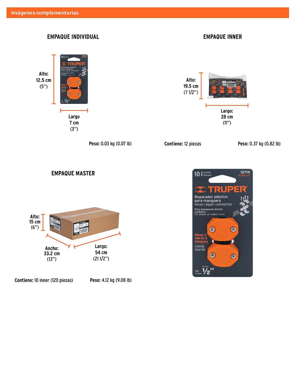 Reparador 1/2pulg. de ABS para manguera