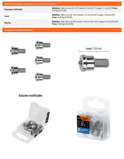 Puntas de Cruz PH2 para Pared – Estuche con 5 unidades