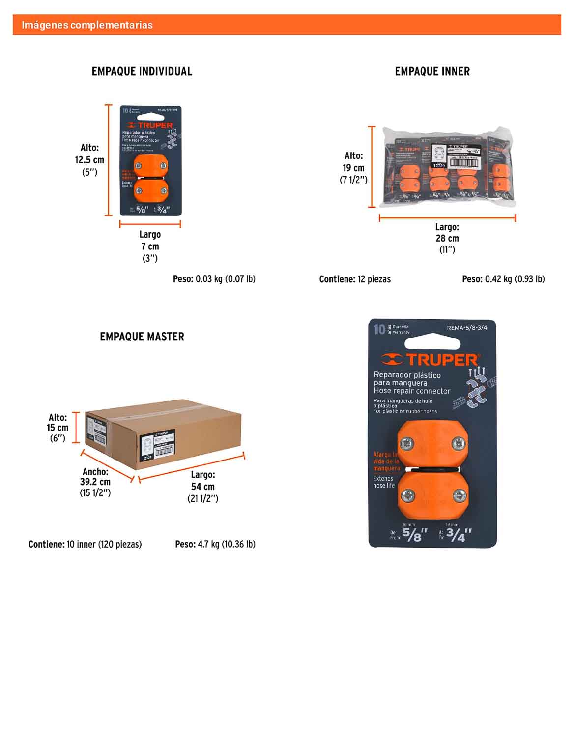 Reparador 5/8pulg.-3/4pulg. de ABS para manguera