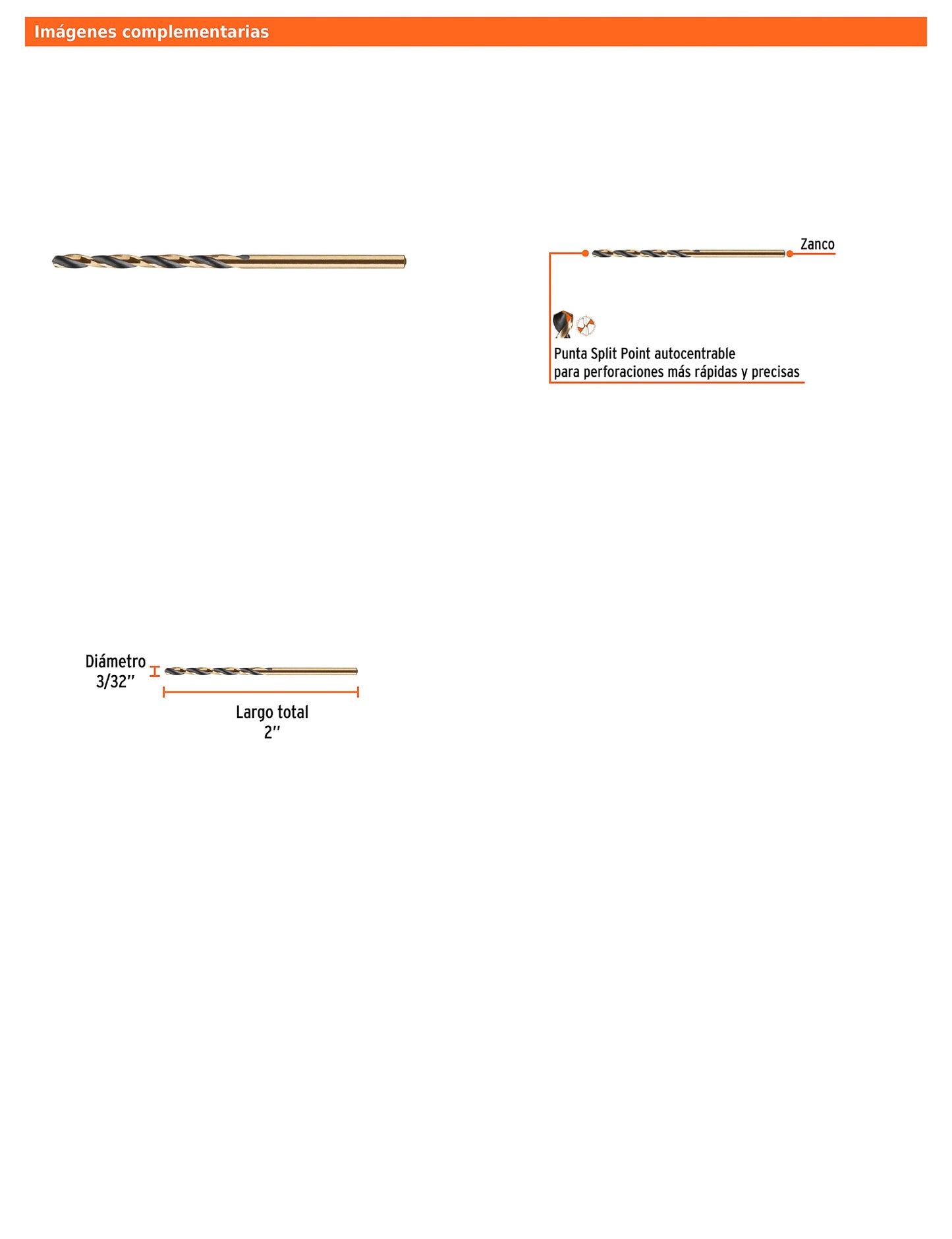 Broca HSS 3/32 pulg Trugold para metal