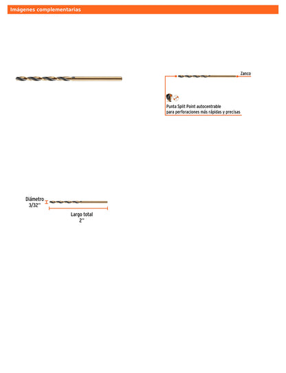 Broca HSS 3/32 pulg Trugold para metal