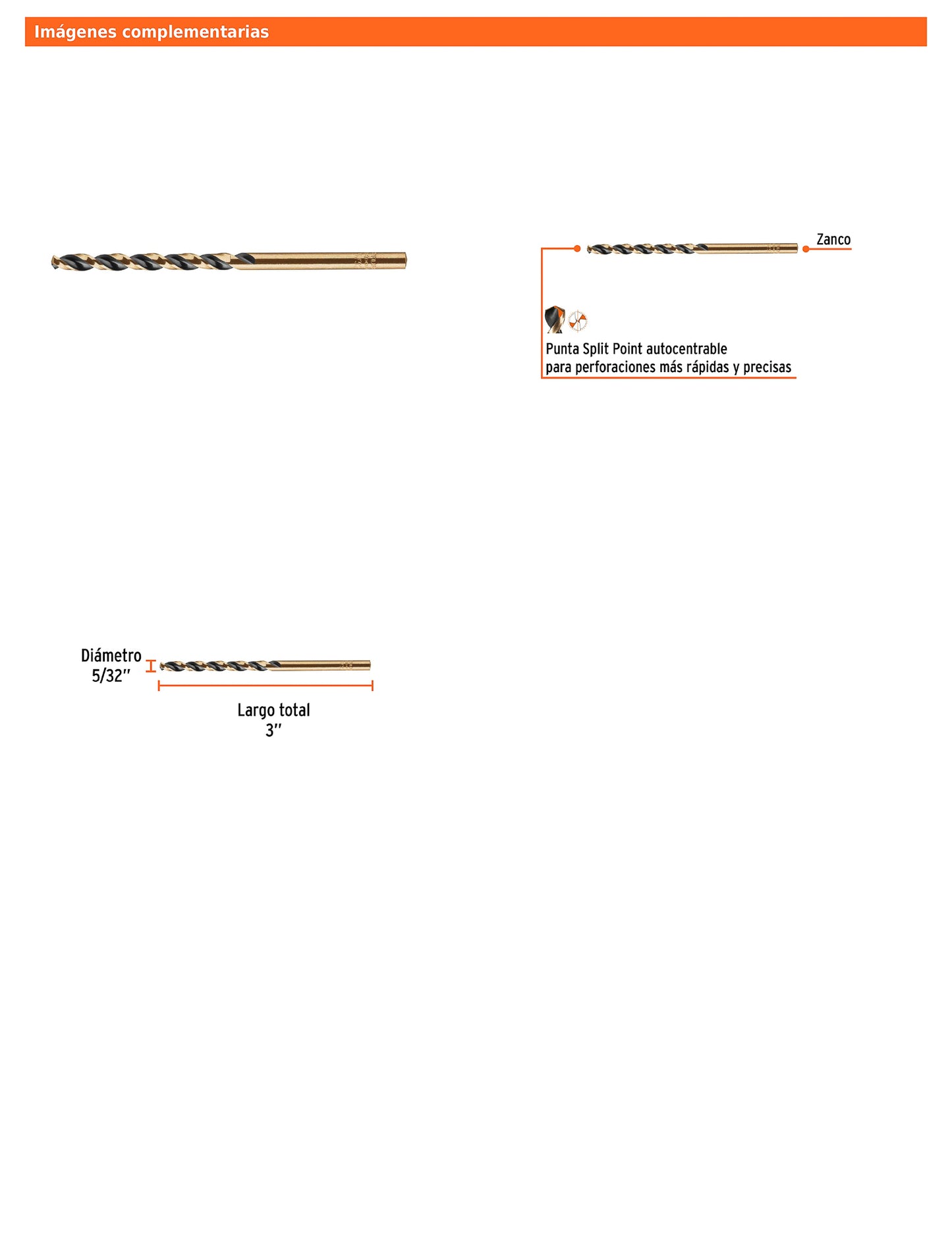 Broca HSS 5/32 pulg Trugold para metal con punta Split Point