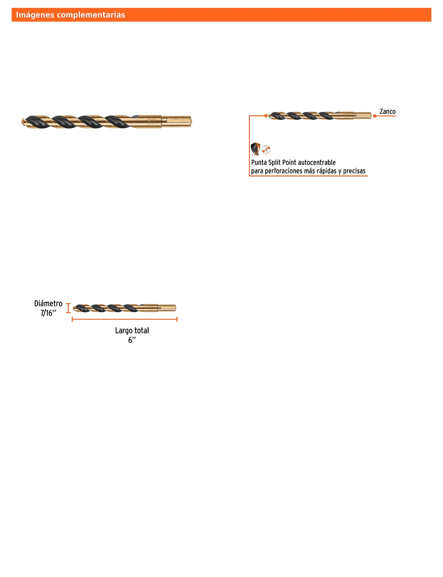 Broca HSS 7/16 pulg Trugold para metal con punta Split Point