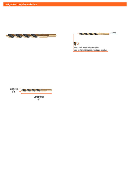 Broca HSS 7/16 pulg Trugold para metal con punta Split Point