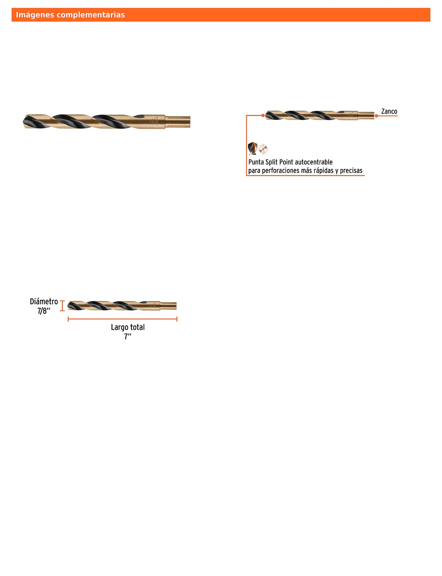 Broca HSS 5/8 pulg Trugold para metal con punta Split Point