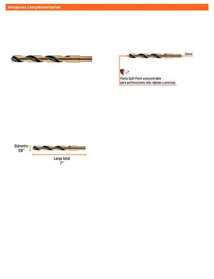Broca HSS 5/8 pulg Trugold para metal con punta Split Point