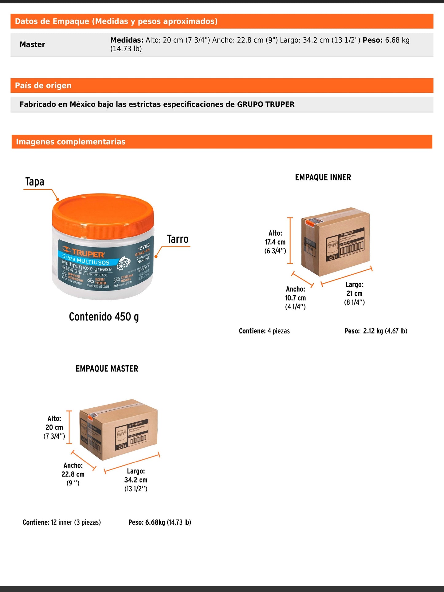 Grasa lubricante multiusos base litio de 450 g