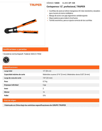 Cortapernos profesional 12 pulg.