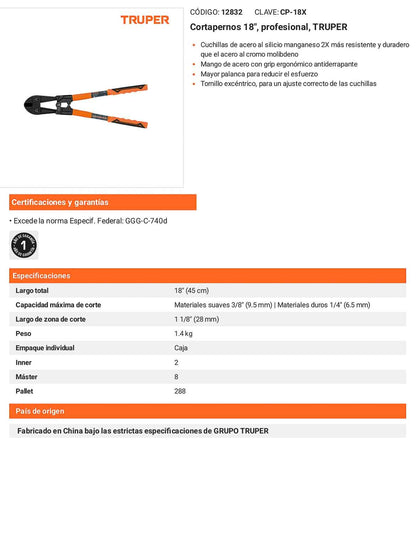 Cortapernos profesional 18 pulg.
