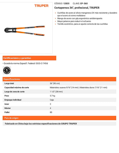 Cortapernos profesional 36 pulg.