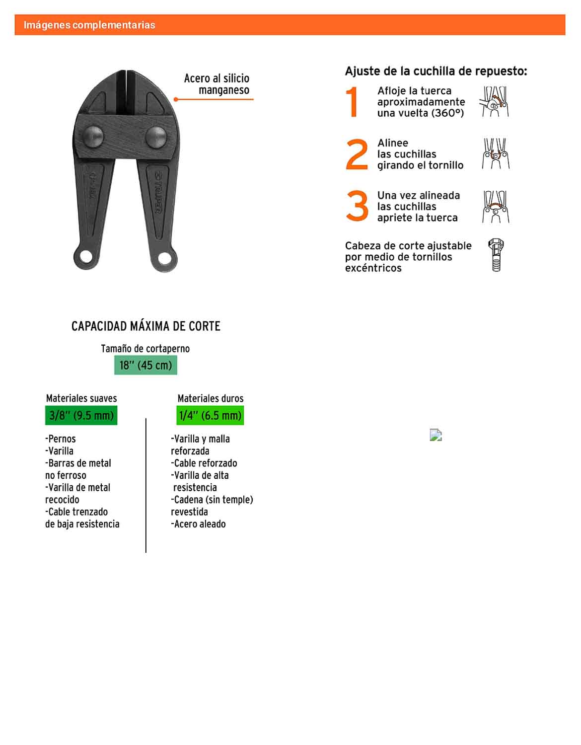 Cuchillas repuesto para cortapernos 18 pulg.