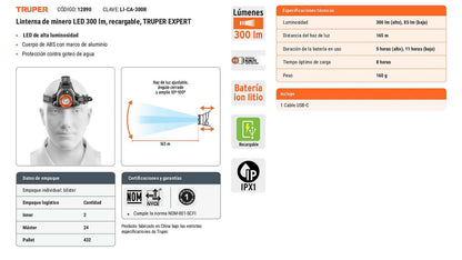 Linterna de minero LED 300 lm