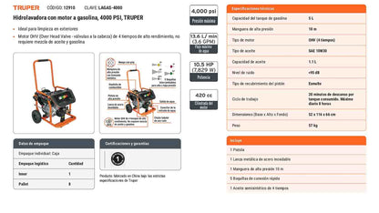 Hidrolavadora a gasolina 4000 PSI