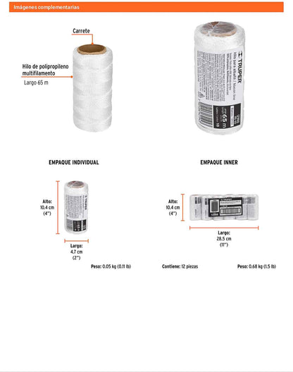 Hilo para albañil blanco 65 m