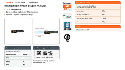 Linterna plástica LED 80 lm