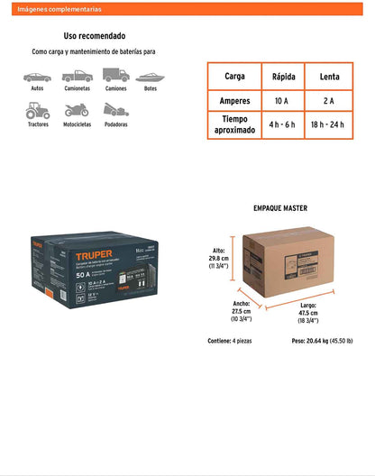 Cargador de baterías 10 A 12V