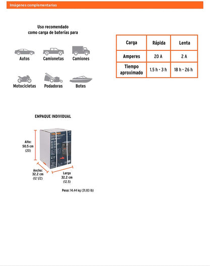 Cargador de baterías 55 A 12V