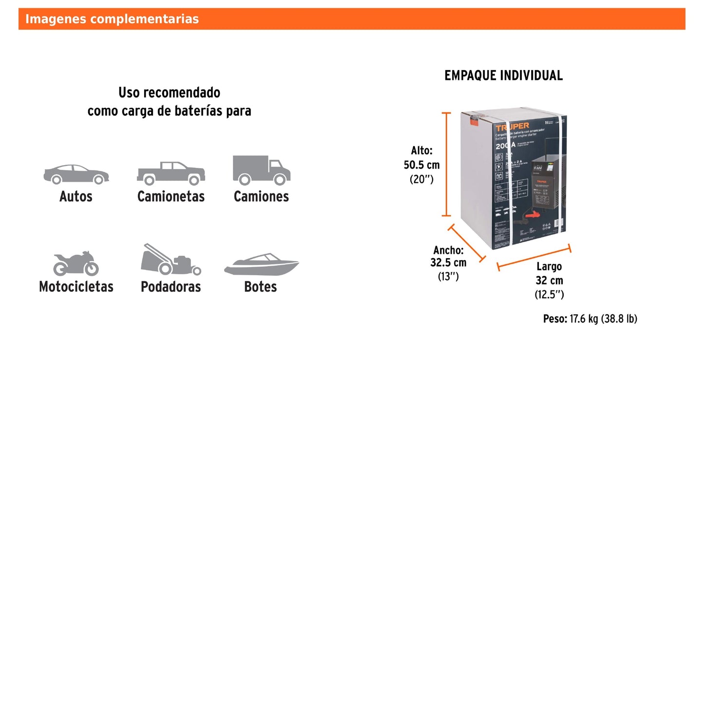 Cargador de 200 A para Baterías de 12 V, con Ruedas