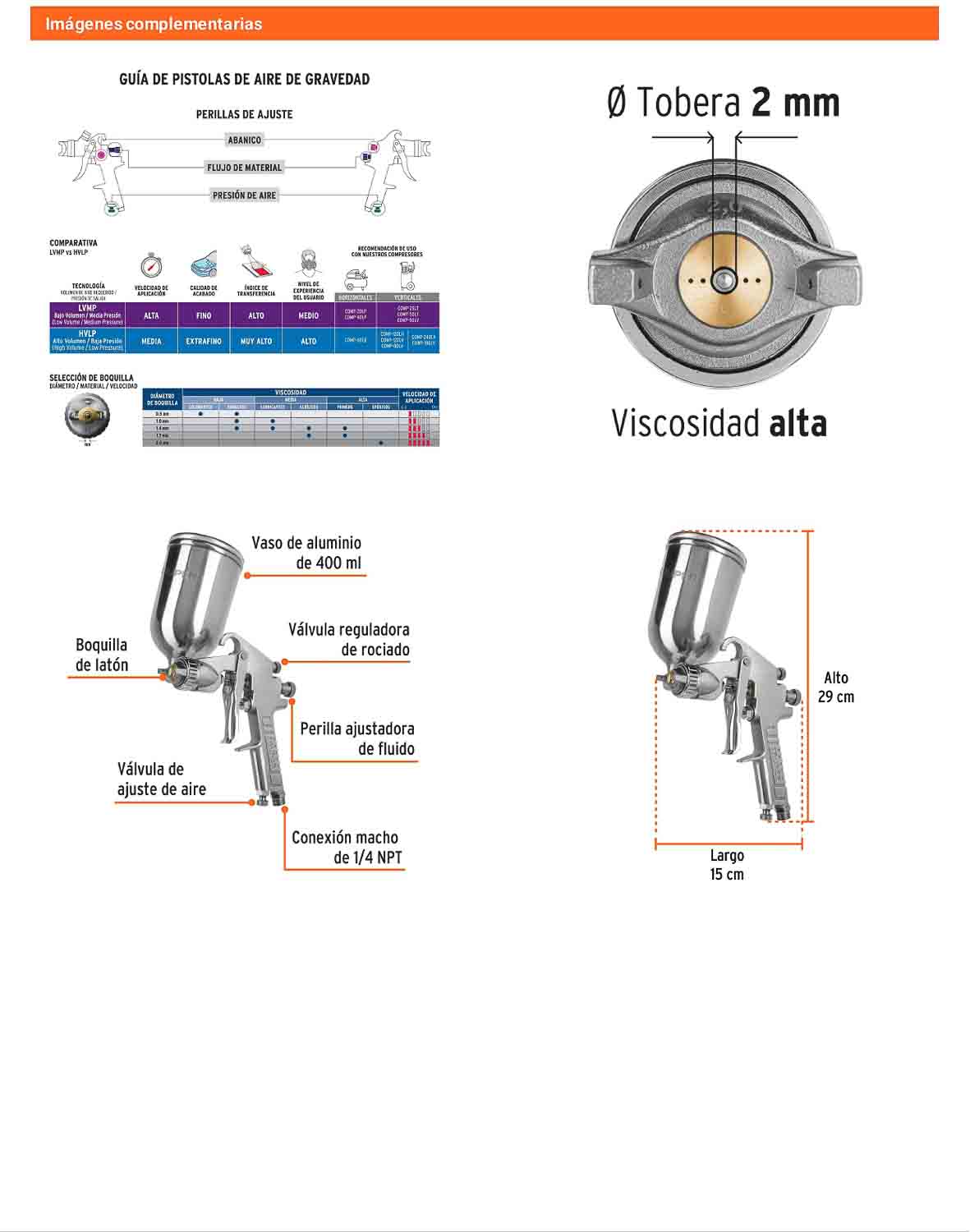 Pistola pintar LVMP 2 mm vaso aluminio