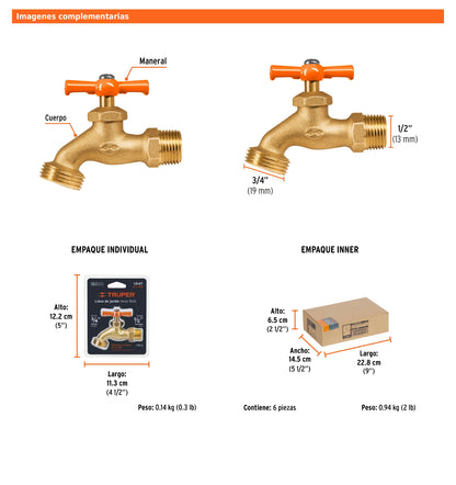 Llave de Nariz para Jardín  1/2" en Blíster