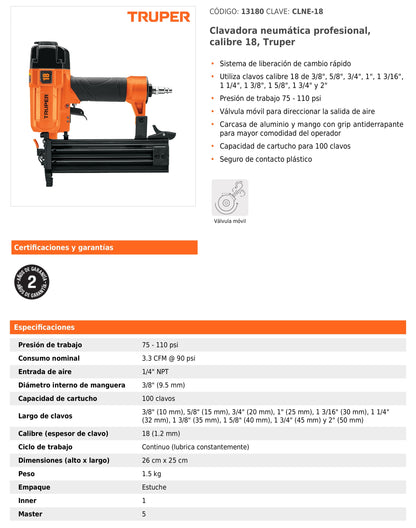 Clavadora Neumática Profesional Calibre 18