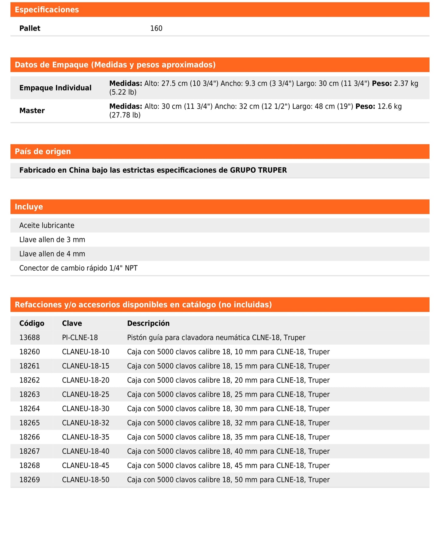 Clavadora Neumática Profesional Calibre 18
