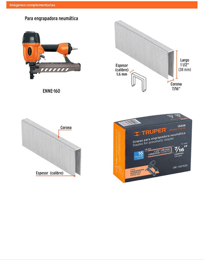 Caja 1000 grapas 7/16 pulg 38 mm