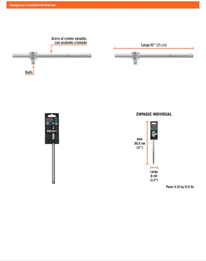 Barra corrediza para dados 1/2 pulg