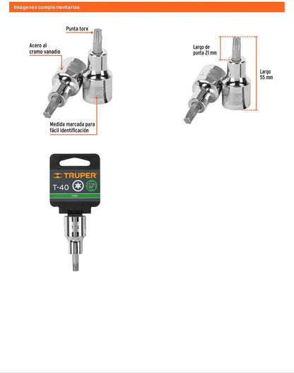 Dado punta torx T-40 cuadro 1/2pulg