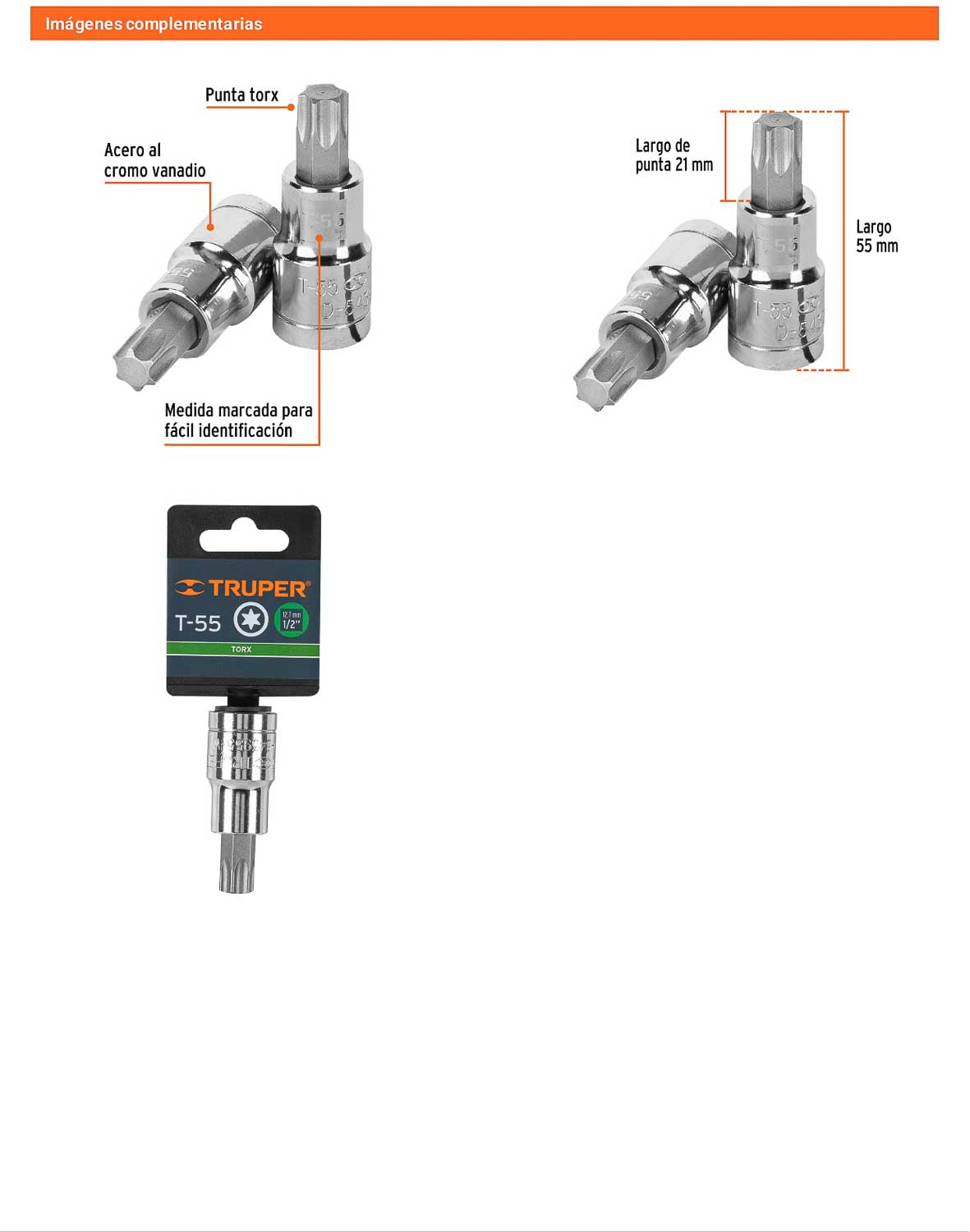 Dado punta torx T-55 cuadro 1/2pulg