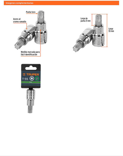 Dado punta torx T-55 cuadro 1/2pulg