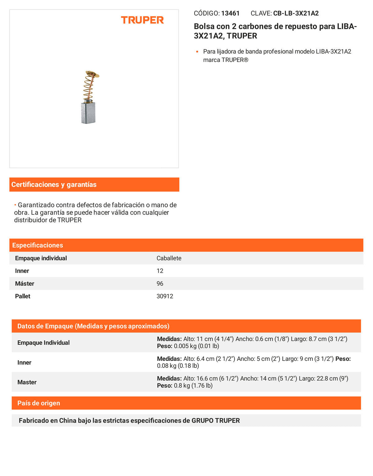 Ficha tecnica - 2 carbones para LIBA-3X21A2 - SKU 13461