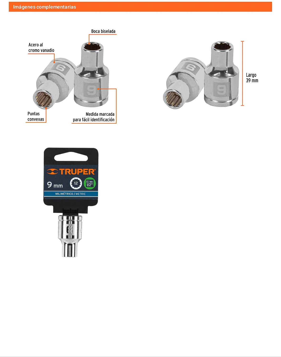 Dado 9 mm 12p cuadro 1/2pulg