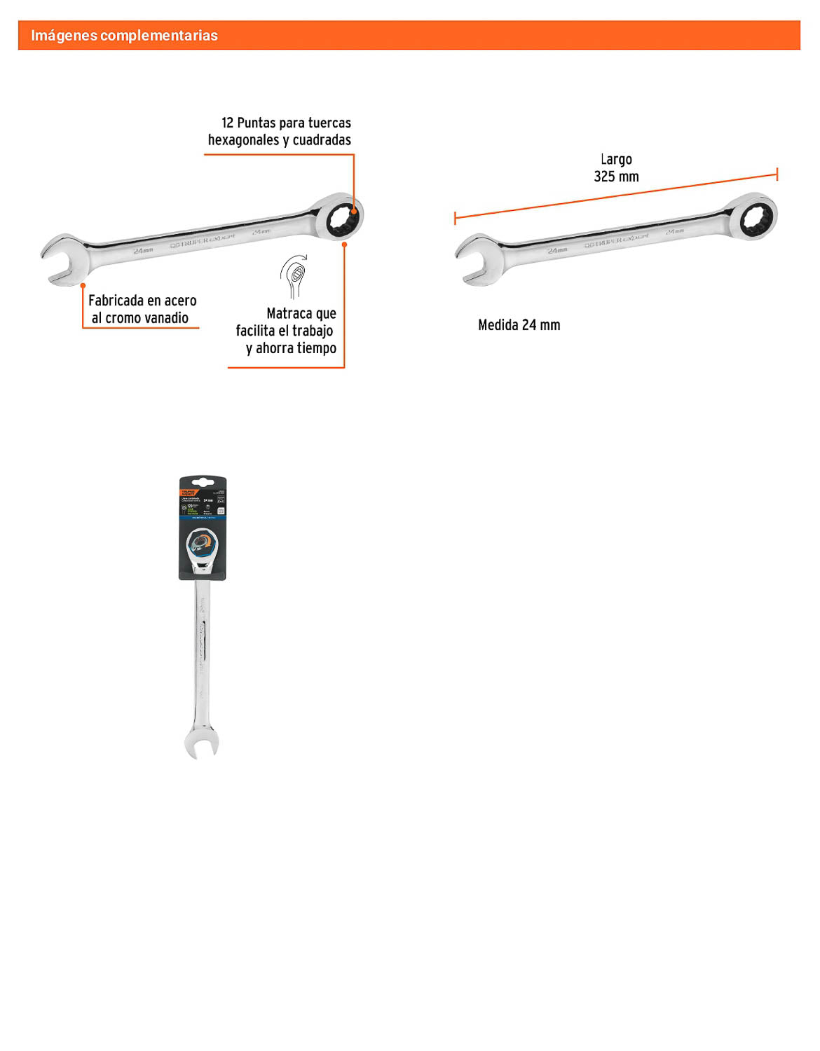 Llave combinada con matraca 24 mm