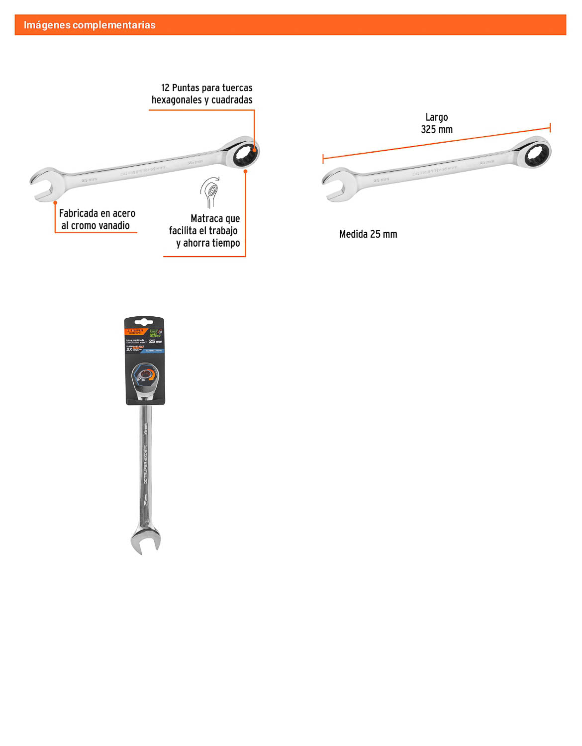 Llave combinada con matraca 25 mm