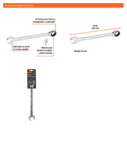 Llave combinada con matraca 25 mm