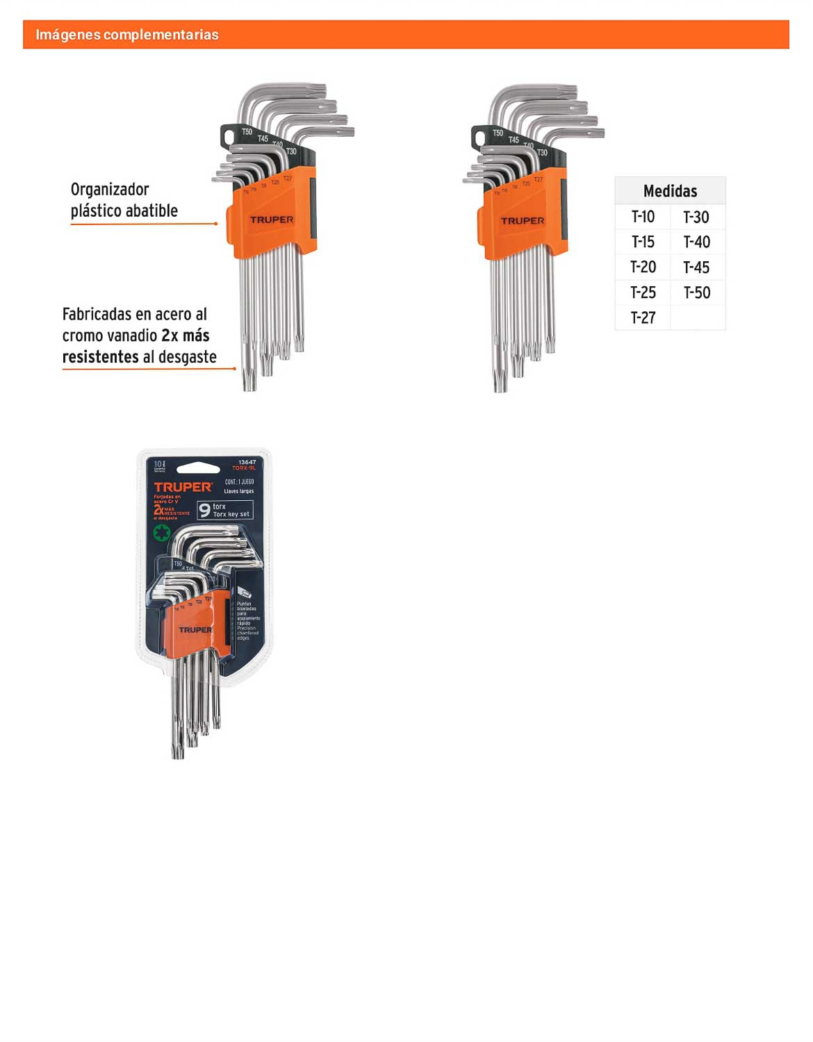 Juego 9 Llaves Torx Largas con Organizador