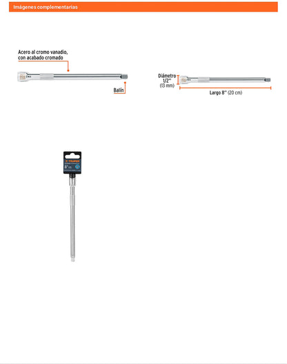 Extensión matraca cuadro 3/8 pulg 8 pulg