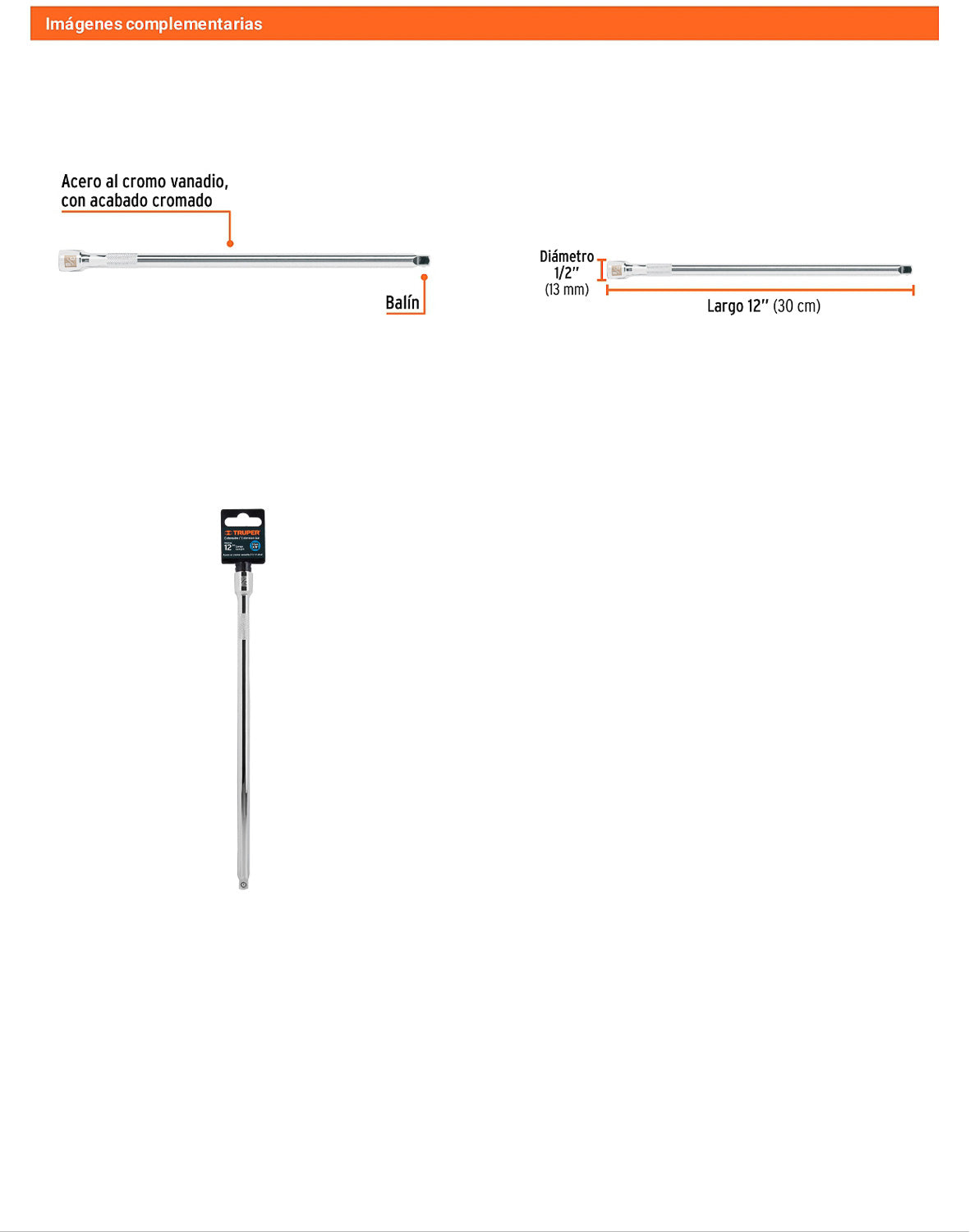 Extensión matraca cuadro 3/8 pulg 12 pulg