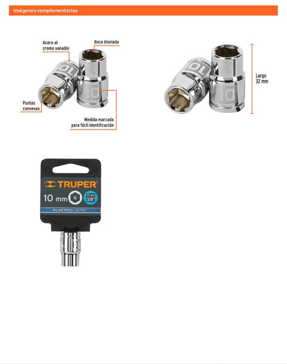Dado 10 mm cuadro 3/8 pulg