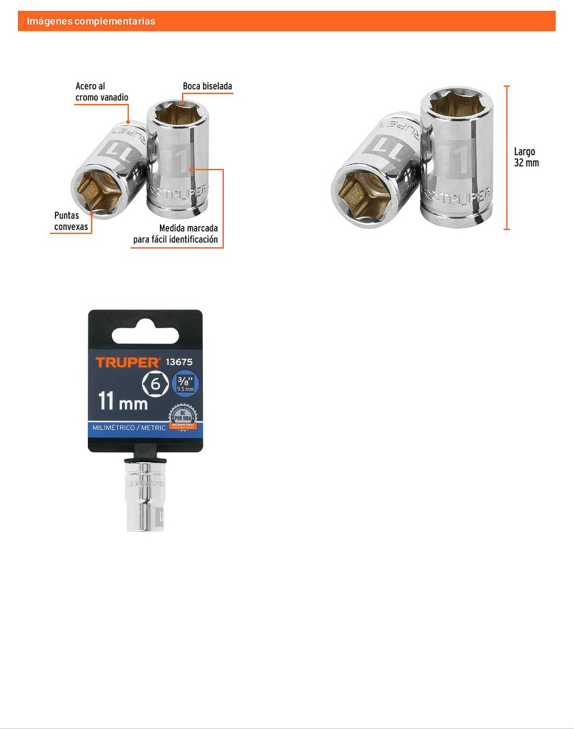 Dado 11 mm cuadro 3/8 pulg