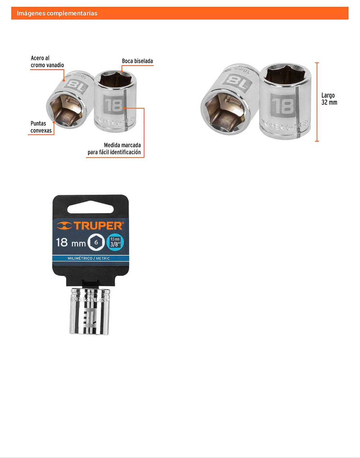 Dado 18 mm cuadro 3/8 pulg