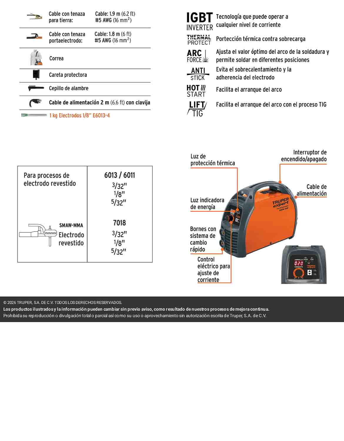 Soldadora inversora 160A de 220V
