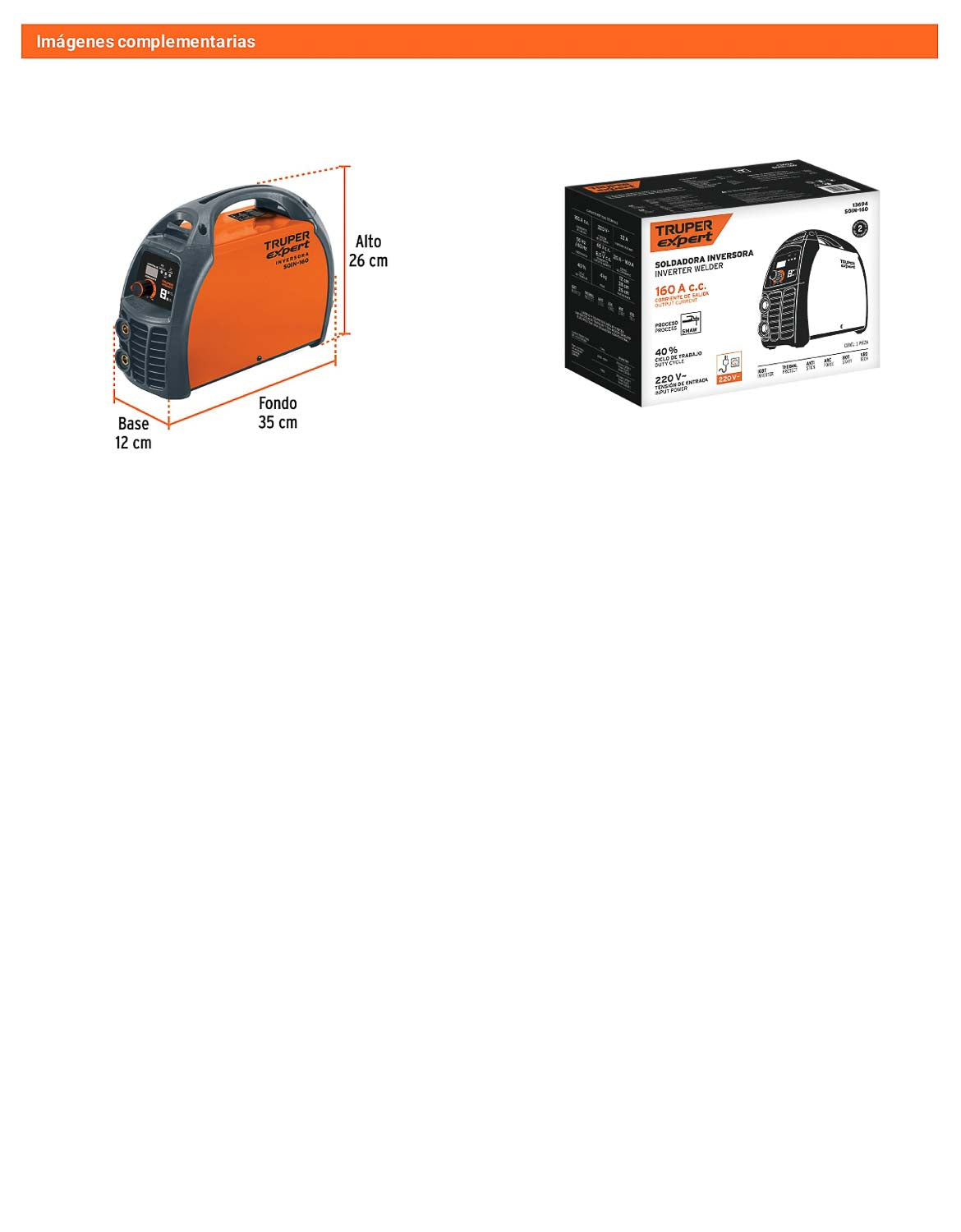 Soldadora inversora 160A de 220V